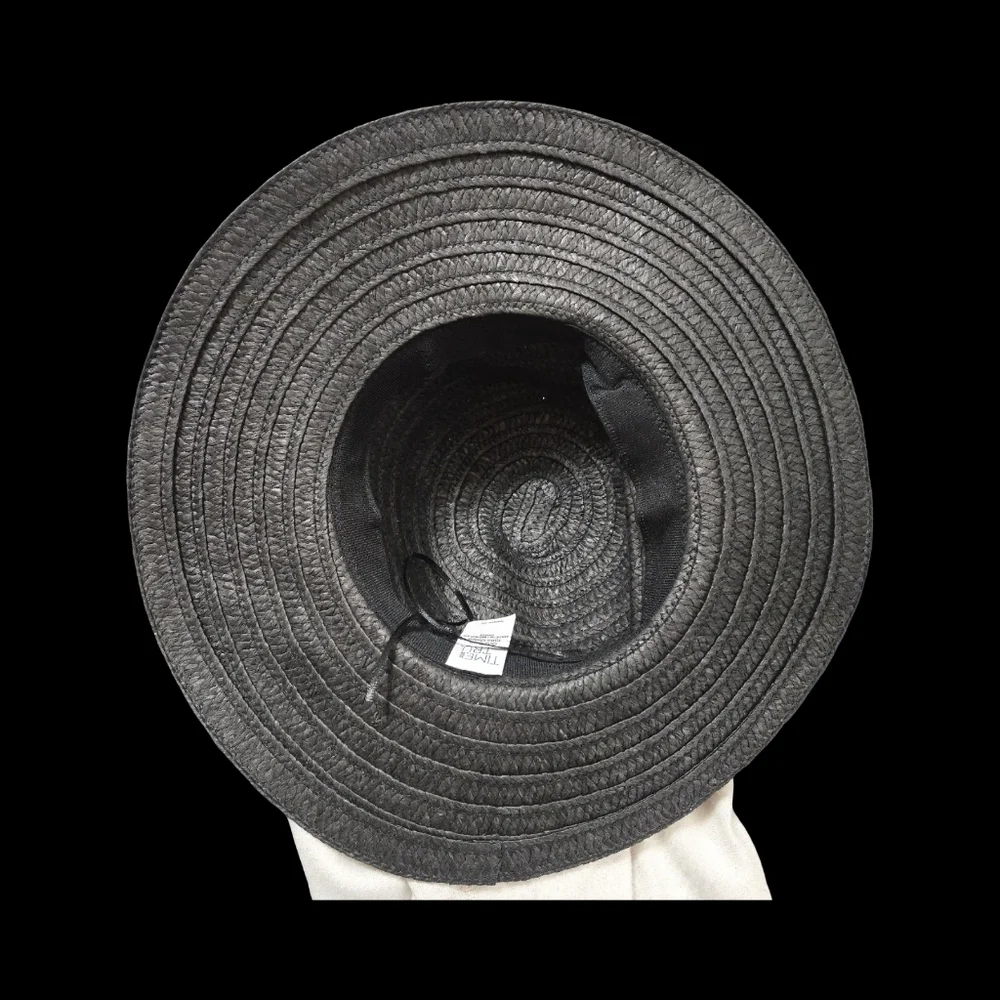 Time and Tru Women's Wide Brim Straw Hat - Black